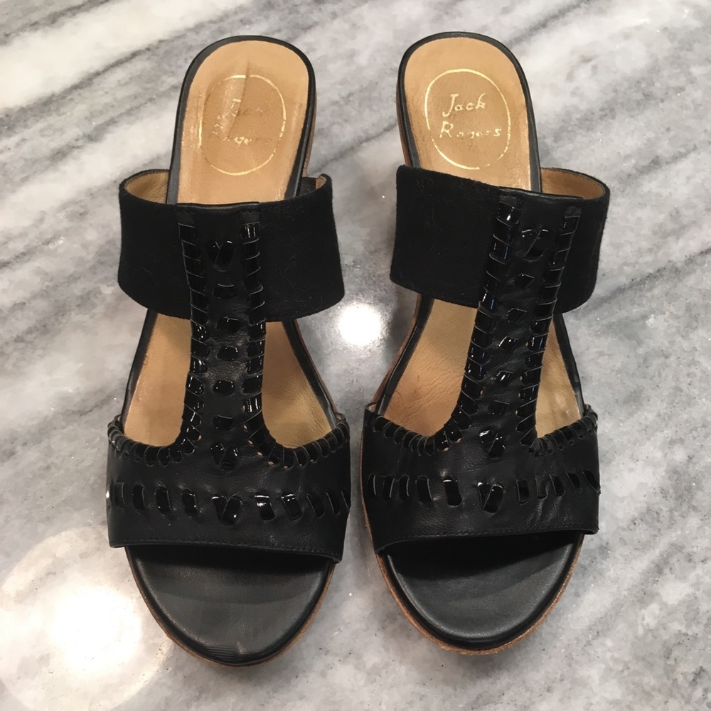 Jack Rogers Black Wedge Sandals